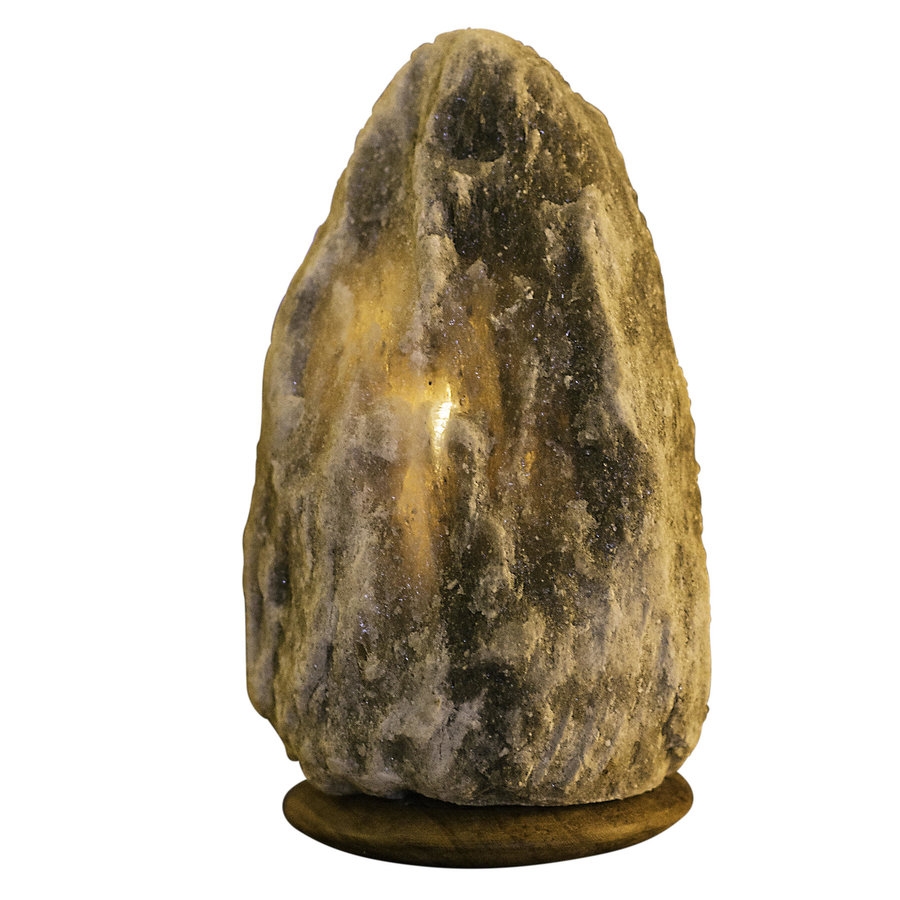 Natural Grey Salt Lamp With Wooden Base 7-10kg