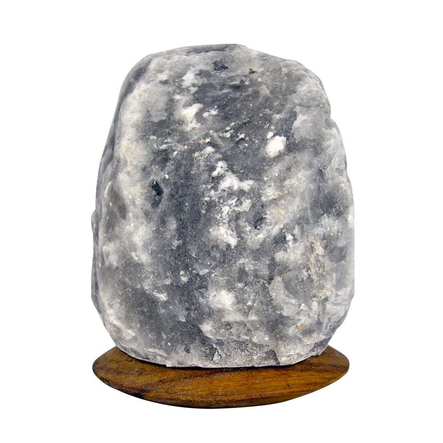 Natural Grey Salt Lamp With Wooden Base 3-5kg