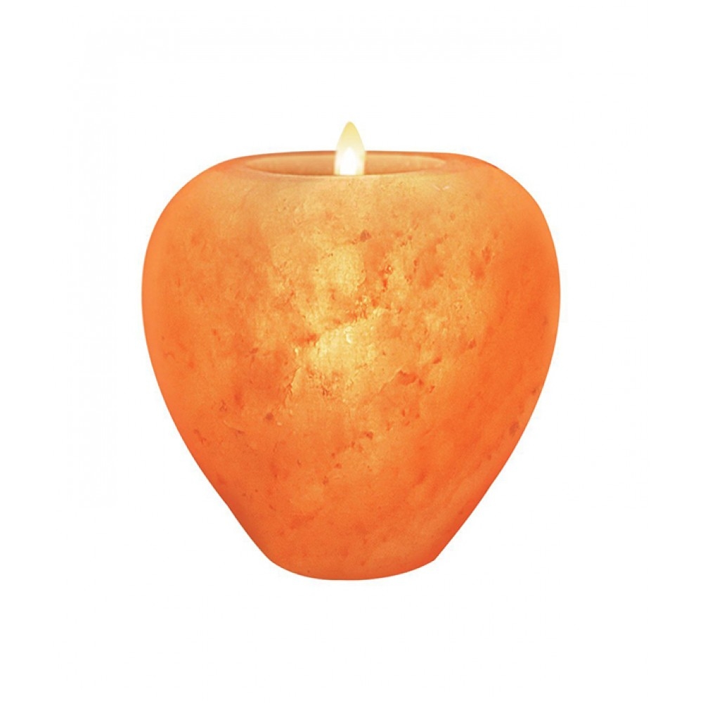 Apple Shaped Pink Salt Candle Holder