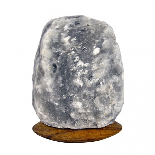 Natural Grey Salt Lamp With Wooden Base 16-18kg