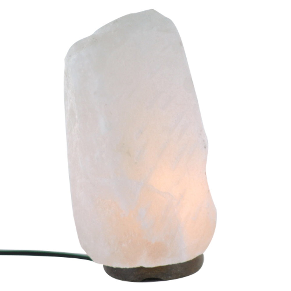 Natural White Salt Lamp With Wooden Base 12-14kg