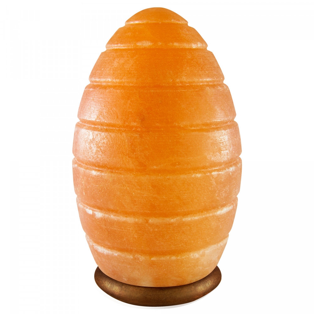 Egg Shaped With Lines Pink Salt Lamp