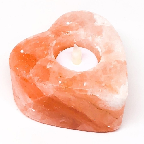 Heart Shaped Pink Salt Candle Holder