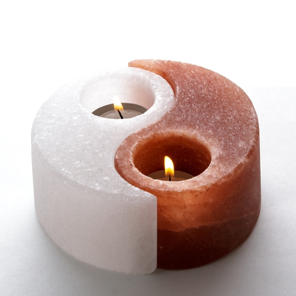 Yin Yang Shaped Pink Salt Candle Holder