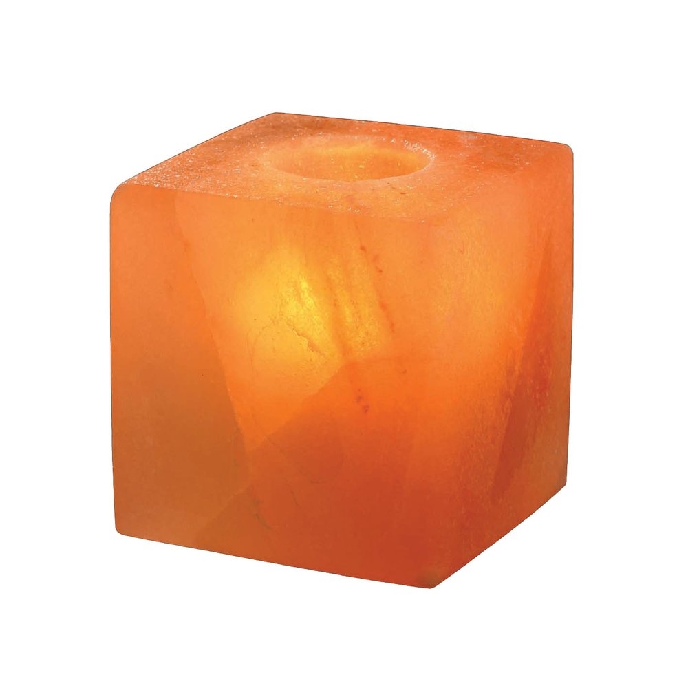 Cube Shaped Pink Salt Candle Holder