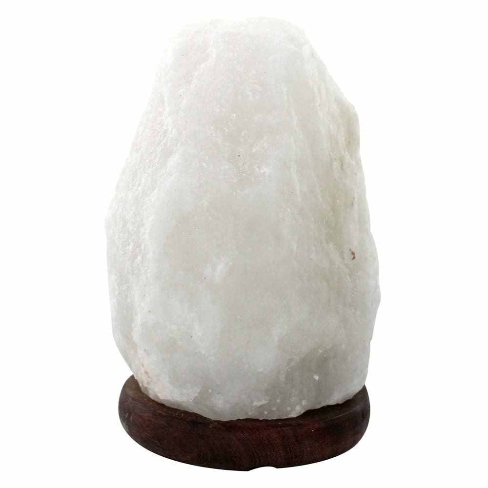 Natural White Salt Lamp With Wooden Base 2-3kg