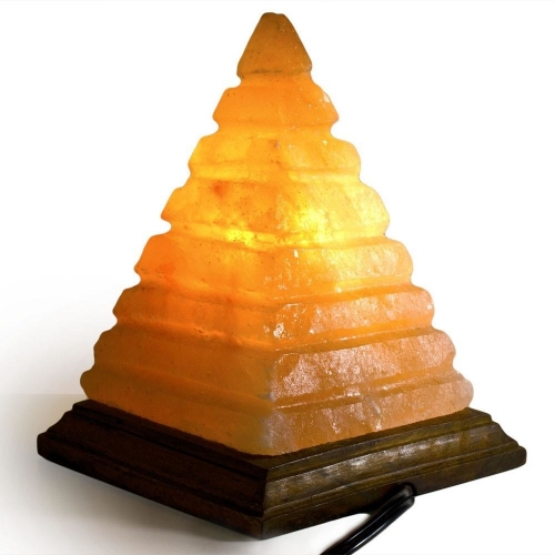 Pyramid Shaped With Lines Pink Salt Lamp