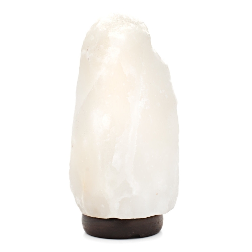 Natural White Salt Lamp With Wooden Base 1-2kg