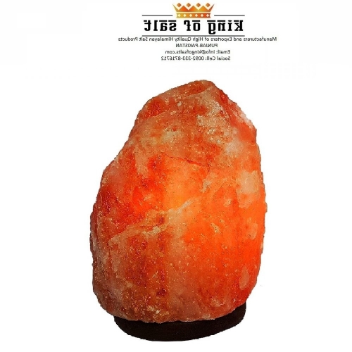 Natural Dark Pink Salt Lamp With Wooden Base 1-2kg