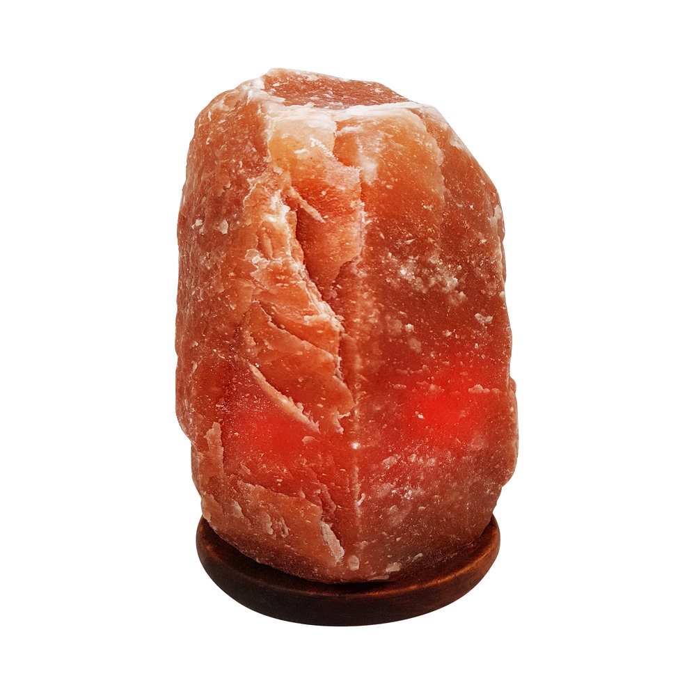 Natural Dark Pink Salt Lamp With Wooden Base 7-10kg