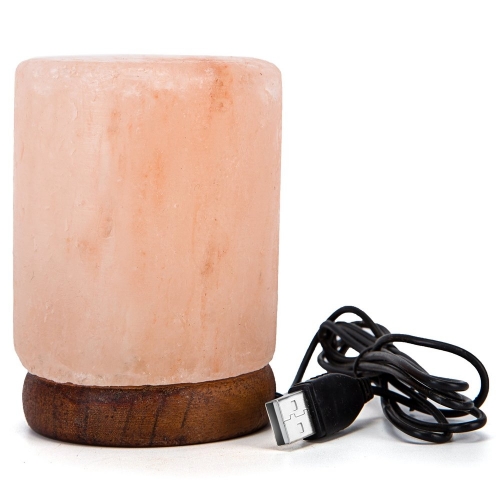 Cylinder Shaped Pink USB Salt Lamp